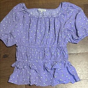 Purple Floral Smocked Blouse Girls